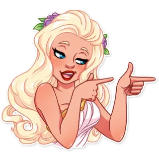 👉 mujer, rubia, señalando, dibujos animados, pegatina whatsapp sticker