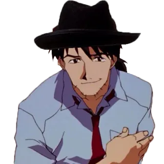 🎩 Gendo Ikari Neon Genesis Evangelion Anime, Evangelion, Gendo, Hut, Mann, Charakter, Fanart telegram sticker