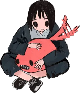 🤗 Anime Mädchen, Monster Plüschtier, Cartoon, Süß, Kawaii telegram sticker