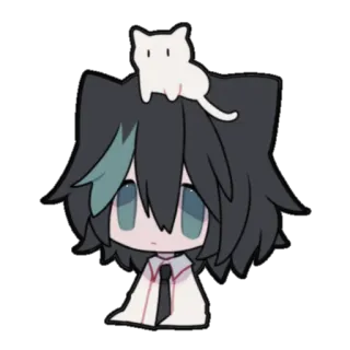 😐 anime, cat, cute, manga, illustration, cartoon, chibi whatsapp sticker