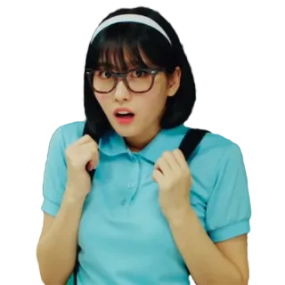 😳 gadis, kacamata, ransel, ekspresi, siswi, terkejut, mahasiswa telegram sticker