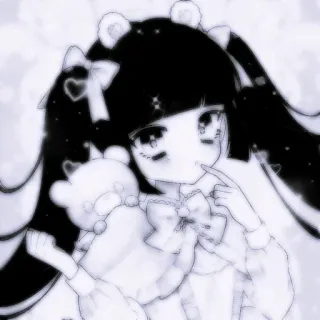 😙 Dziewczyna anime, Pluszowy miś, Kawaii, Słodki, Kreskówka, Ilustracja telegram sticker