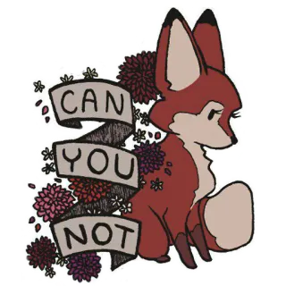 ☹ CAN YOU NOT lis, przestań, zwierzę, naklejka, kwiaty, kreskówka, słodkie telegram sticker