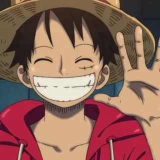 👋 Luffy One Piece Anime, Desenho animado, One Piece, Luffy, Personagem, Chapéu de palha, Sorriso whatsapp sticker