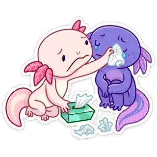 😭 Axolotl, Empathie, Freundschaft, Trost, Traurigkeit, Tränen, Weinen telegram sticker