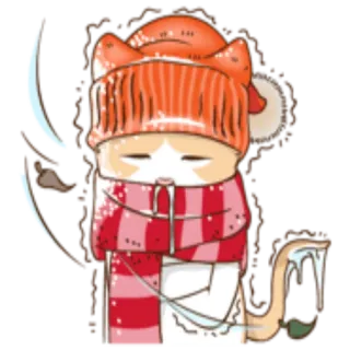 💨 kucing, musim dingin, dingin, syal, topi, lucu, kartun, hewan telegram sticker