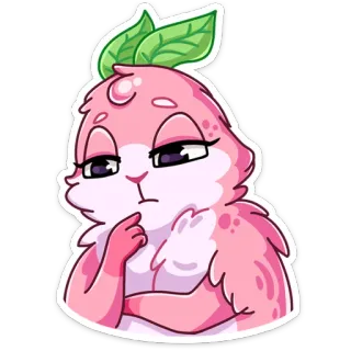 🤔 mignon, dessin animé, rose, animal, drôle, autocollant telegram sticker