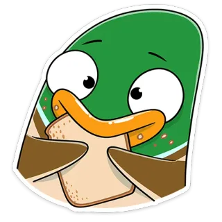 😊 anatra, panino, cartone animato, mangiare, animale whatsapp sticker