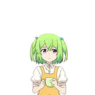 ☕️ Аниме, Девушка, Каваий, Милый, Зеленые волосы, Дуться telegram sticker