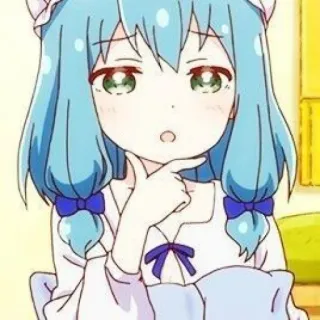 💙 Gadis anime, Lucu, Kartun, Berpikir, Kawaii telegram sticker