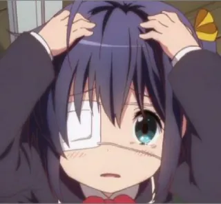 🥺 Anime, Fille, Cache-œil, Triste, Pleurs, Personnage, Dessin animé whatsapp sticker