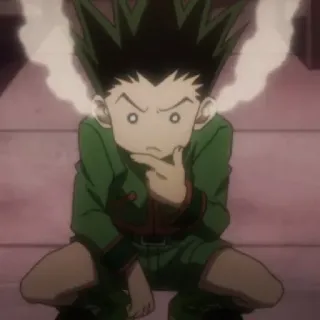 🤔 Gon Freecss Hunter x Hunter anime, cartoon, gon freecss, hunter x hunter, thinking, character telegram sticker