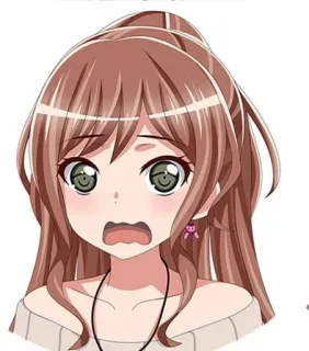 😵 anime, garota, cabelo castanho, expressão, desenho animado, fofo telegram sticker