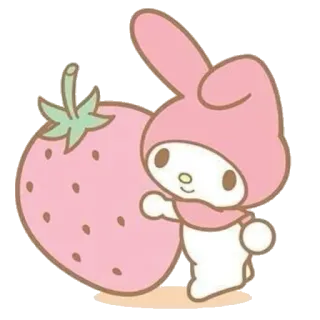 🌸 My Melody 마이멜로디, 산리오, 귀여운, 딸기, 카와이, 분홍색, 만화 whatsapp sticker