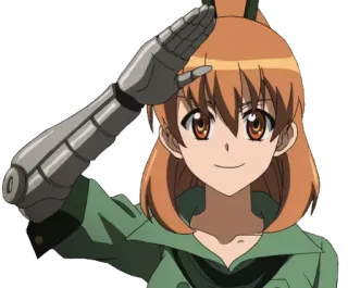 🐶 Anime, Salut, Femme, Bras robotique, Fille, Cheveux orange, Fille anime telegram sticker