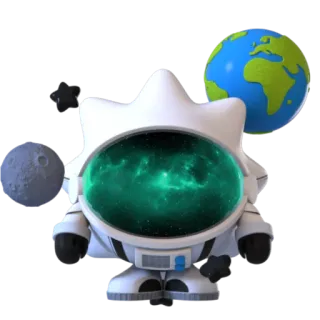 👨‍🚀 นักบินอวกาศ, อวกาศ, โลก, ดวงจันทร์, การ์ตูน, ดาว telegram sticker