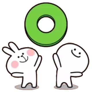 ⭕ кролик, персонаж, милый, пончик, зеленый, мультфильм whatsapp sticker