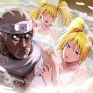 🐙 Naruto anime, cartoon, soap, hot spring, bubble bath, artwork telegram sticker