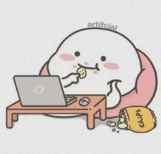 🌸 artificial cartoon, snack, computer, chips, food, kawaii, cute telegram sticker