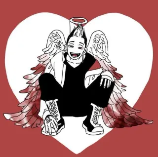 🌟 Anime, Malaikat, Sayap, Hati, Kartun, Ilustrasi telegram sticker