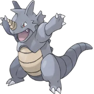 🔵 Rhyhorn Pokemon Rhinoferos, Pokémon, dessin animé, animal, rhinocéros telegram sticker