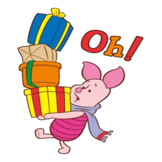 🎅 Piglet Oh! Ferkel, Winnie Puuh, Geschenke, Weihnachten, Feiertag, Cartoon telegram sticker