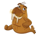 💪 walrus, animal, cartoon, mammal, sea creature, funny, cute telegram sticker