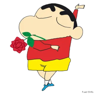 🌹 Shin-chan Crayon Shin-chan Crayon Shin-chan, Anime, Dibujos animados, Rosa roja, Personaje telegram sticker
