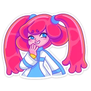 😃 fille anime, cheveux roses, dessin animé, autocollant whatsapp sticker