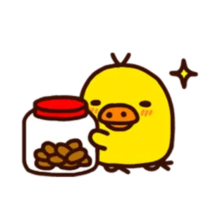 🤓 anatra, vasetto, carino, animale, giallo, felice, kawaii telegram sticker