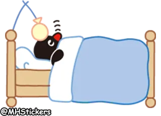 🤒 @MHStickers 漫画, 睡眠, ベッド, 眠い, 休憩 telegram sticker