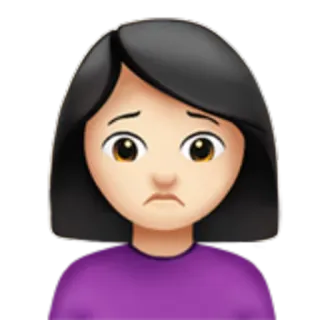 🙍‍♀ emoji, woman, person, sad, brunette, face telegram sticker