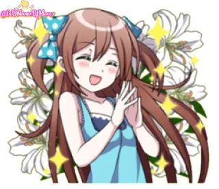 😉 @ToTUNamelzMz аниме девушка, милый, блеск, лилия, цветы, иллюстрация whatsapp sticker