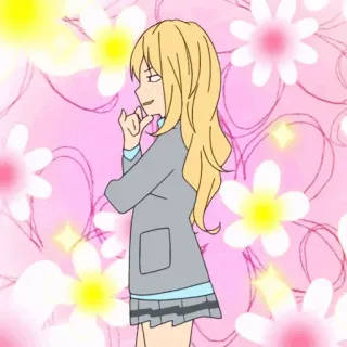 💛 Kaori Miyazono Your Lie in April Anime, Meisje, Kaori, Your Lie in April, Bloemen telegram sticker