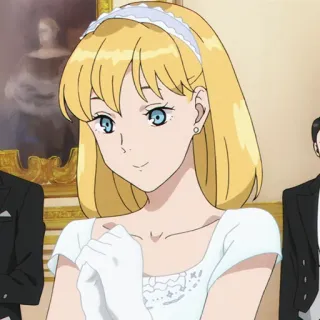 🥂 Anime, Phụ nữ, Tóc vàng, Váy, Găng tay telegram sticker