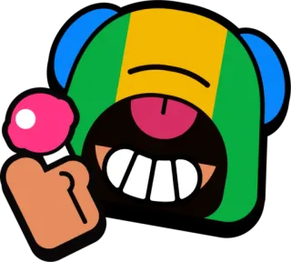 😁 Leon Brawl Stars 레온, 브롤스타즈, 비디오 게임, 캐릭터, 막대 사탕, 만화 telegram sticker