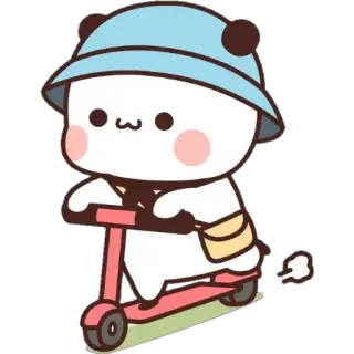 🍼 cute, cartoon, panda, scooter, kawaii, animal, fun whatsapp sticker