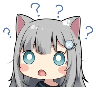 ❓ anime, sticker, cat girl, question mark, confused, kawaii telegram sticker