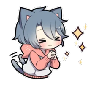 ✨ chat, animé, paillettes, mignon, kawaii, espiègle whatsapp sticker