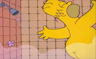 🤽‍♂️ cartoon, shower, yellow, Simpson, clean telegram sticker