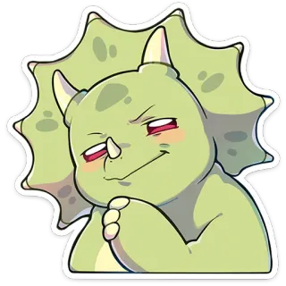 ⭐ dinosaure, dessin animé, tricératops, autocollant, kawaii, mignon telegram sticker