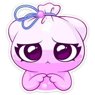 🥺 스티커, 귀여운, 만화, 카와이, 슬픈, 분홍색, 동물 telegram sticker