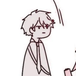 🦎 Anime, Mangá, Desenho animado, Menino, Gravata, Branco telegram sticker