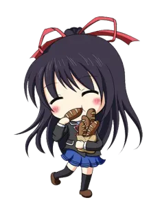 😏 Anime, Chibi, Menina, Comendo, Pão telegram sticker