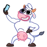 🤳 cow, phone, cartoon, animal, dairy telegram sticker
