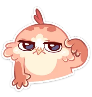 😐 owl, cute, bird, cartoon, sticker telegram sticker