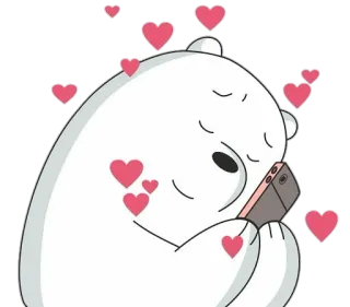 🥰 Ice Bear We Bare Bears bear, cartoon, phone, love, cute telegram sticker