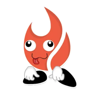 🤤 feu, dessin animé, flamme, personnage, mascotte, drôle telegram sticker