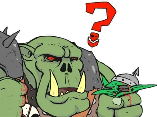 ❓ орк, гоблин, фэнтези, вархаммер, монстр, кровь, вопрос telegram sticker