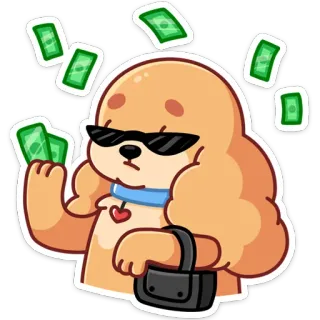 💰 Hund, Geld, Sonnenbrille, reich, Cartoon, süß telegram sticker